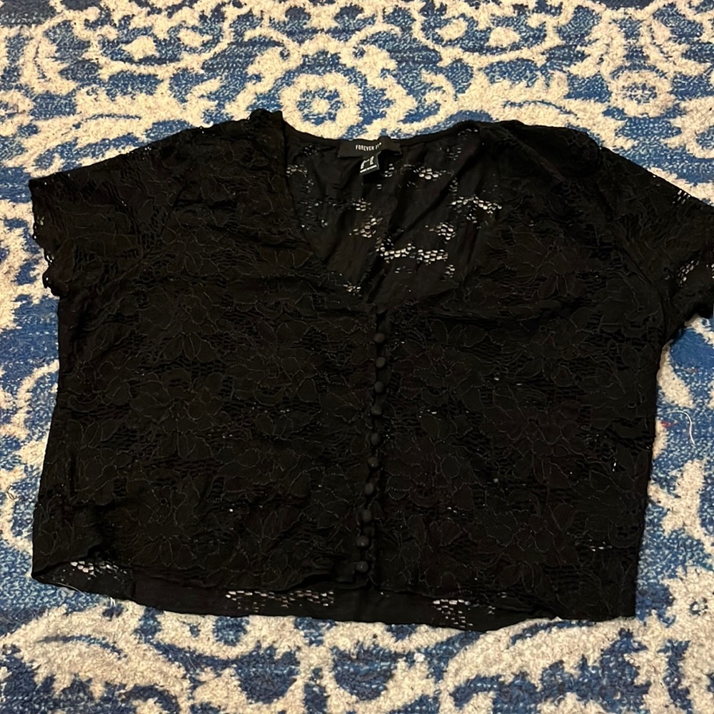 Forever 21 black lace crop top!